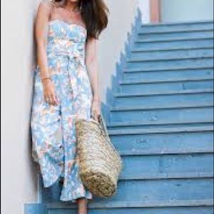 H&M floral strapless jumpsuit